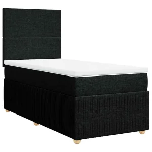 Boxspring met matras stof zwart 100×200 cm