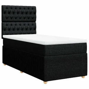 Boxspring met matras stof zwart 100×200 cm