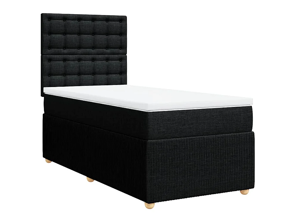 Boxspring met matras stof zwart 90x200 cm
