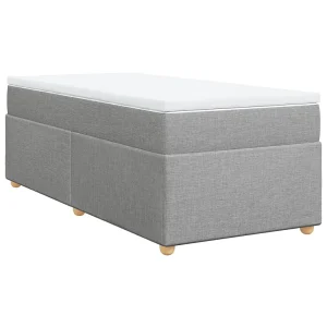 Boxspring met matras stof lichtgrijs 90×200 cm Boxspring met matras stof lichtgrijs 90×200 cm