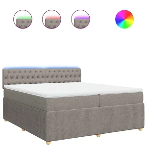 Boxspring met matras stof taupe 200×200 cm