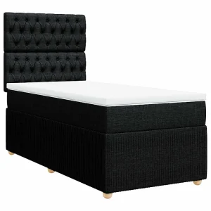 Boxspring met matras stof zwart 80×200 cm Boxspring met matras stof zwart 80×200 cm