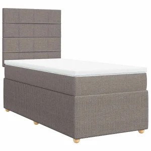 Boxspring met matras stof taupe 90×190 cm Boxspring met matras stof taupe 90×190 cm