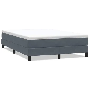 Boxspring zonder matras fluweel donkergrijs 140×220 cm Boxspring zonder matras fluweel donkergrijs 140×220 cm