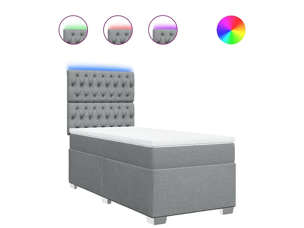 Boxspring met matras stof lichtgrijs 90x190 cm