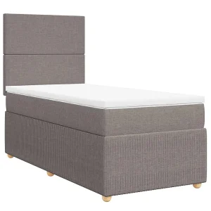 Boxspring met matras stof taupe 90×190 cm Boxspring met matras stof taupe 90×190 cm