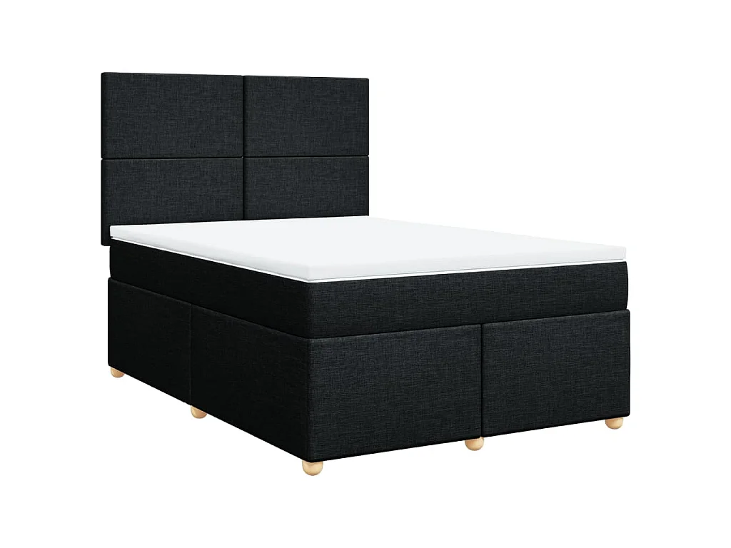 Boxspring met matras stof zwart 140x190 cm