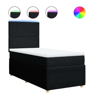 Boxspring met matras stof zwart 90×190 cm Boxspring met matras stof zwart 90×190 cm