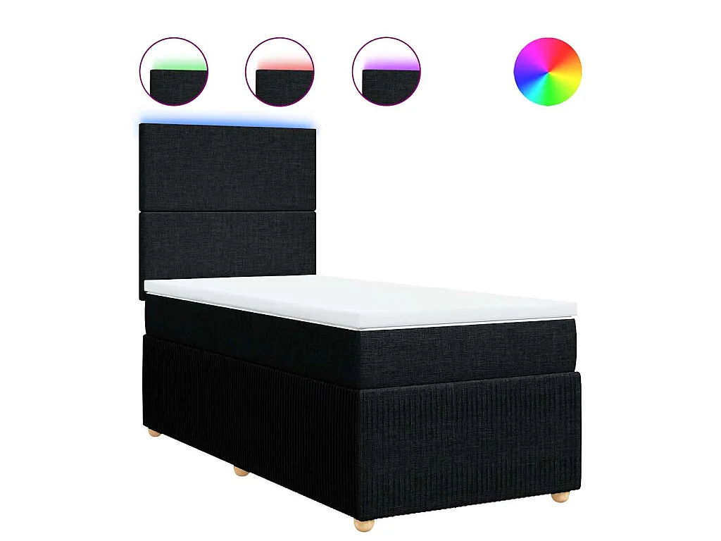 Boxspring met matras stof zwart 90x190 cm