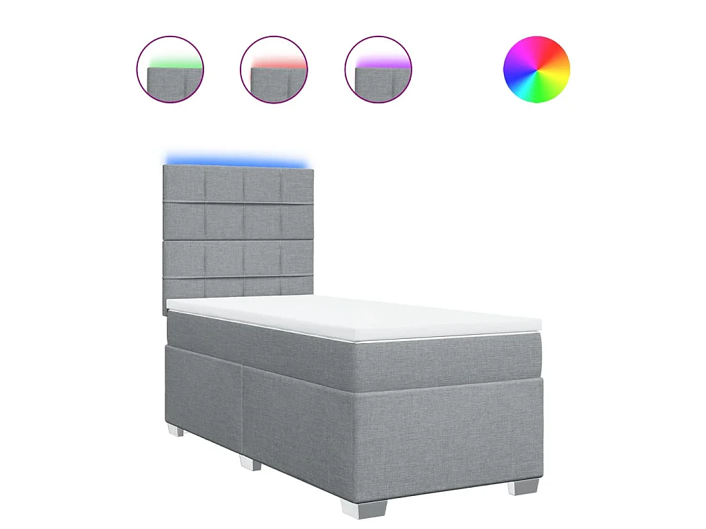 Boxspring met matras stof lichtgrijs 90x200 cm