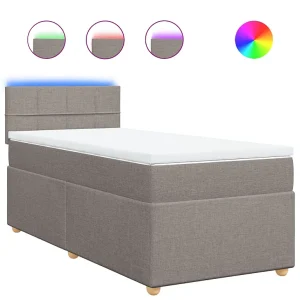 Boxspring met matras stof taupe 80×200 cm