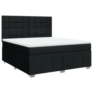 Boxspring met matras stof zwart 180×200 cm