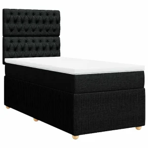 Boxspring met matras stof zwart 90×200 cm Boxspring met matras stof zwart 90×200 cm