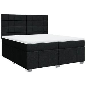 Boxspring met matras stof zwart 200×200 cm Boxspring met matras stof zwart 200×200 cm