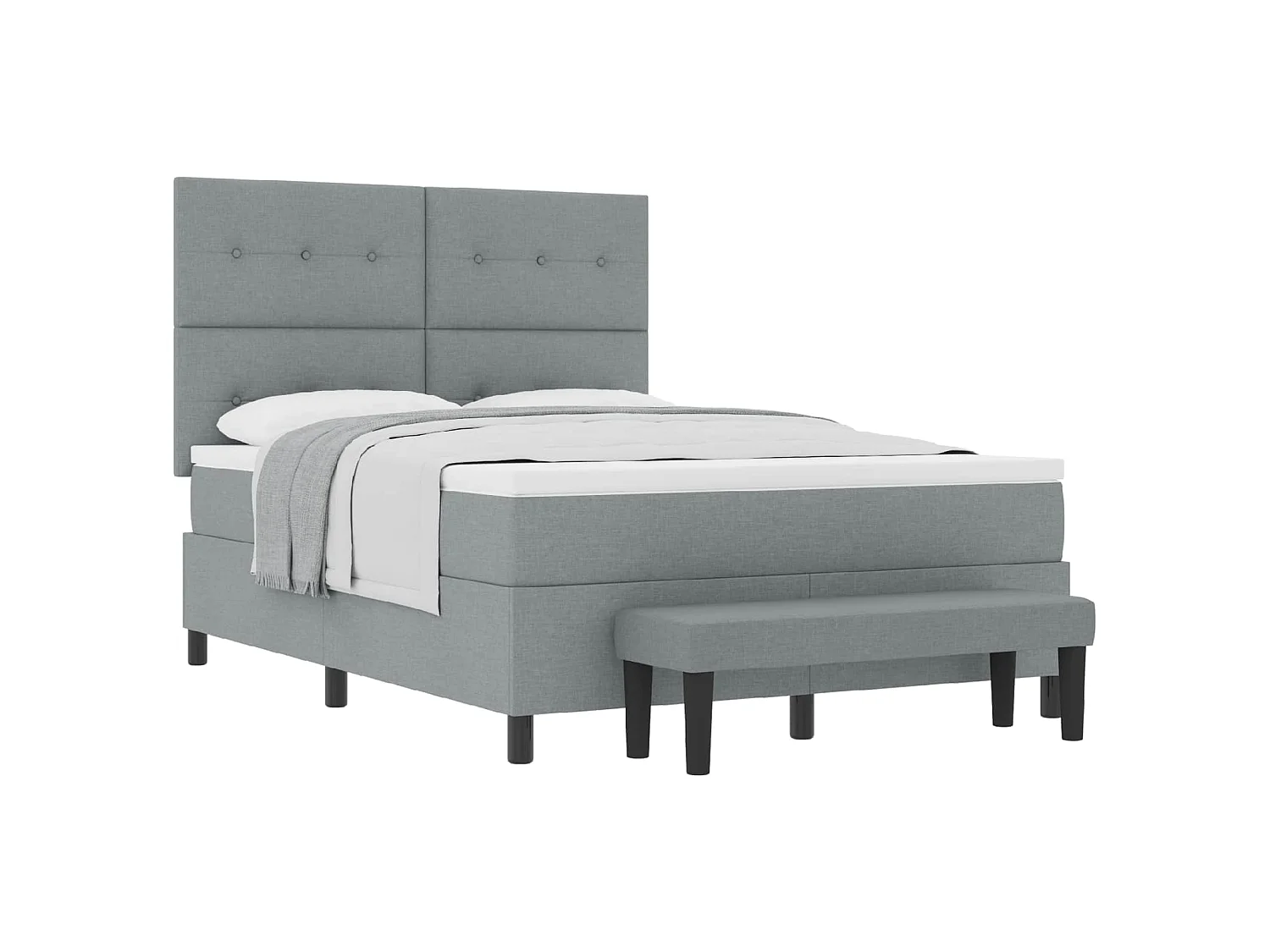 Boxspringbed met matras Lichtgrijs 160 x 200 cm Stof