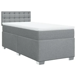 Boxspring met matras stof lichtgrijs 90×200 cm Boxspring met matras stof lichtgrijs 90×200 cm