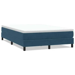 Boxspring zonder matras fluweel donkerblauw 140×210 cm Boxspring zonder matras fluweel donkerblauw 140×210 cm