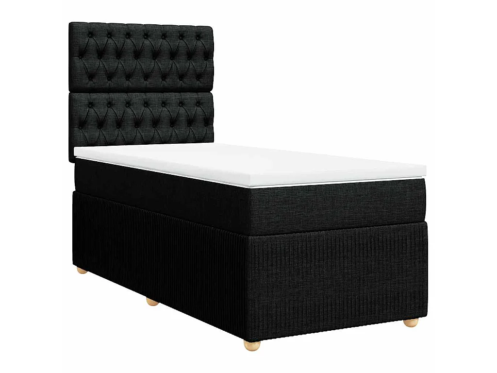 Boxspring met matras stof zwart 90x190 cm