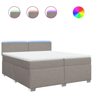 Boxspring met matras stof taupe 200×200 cm