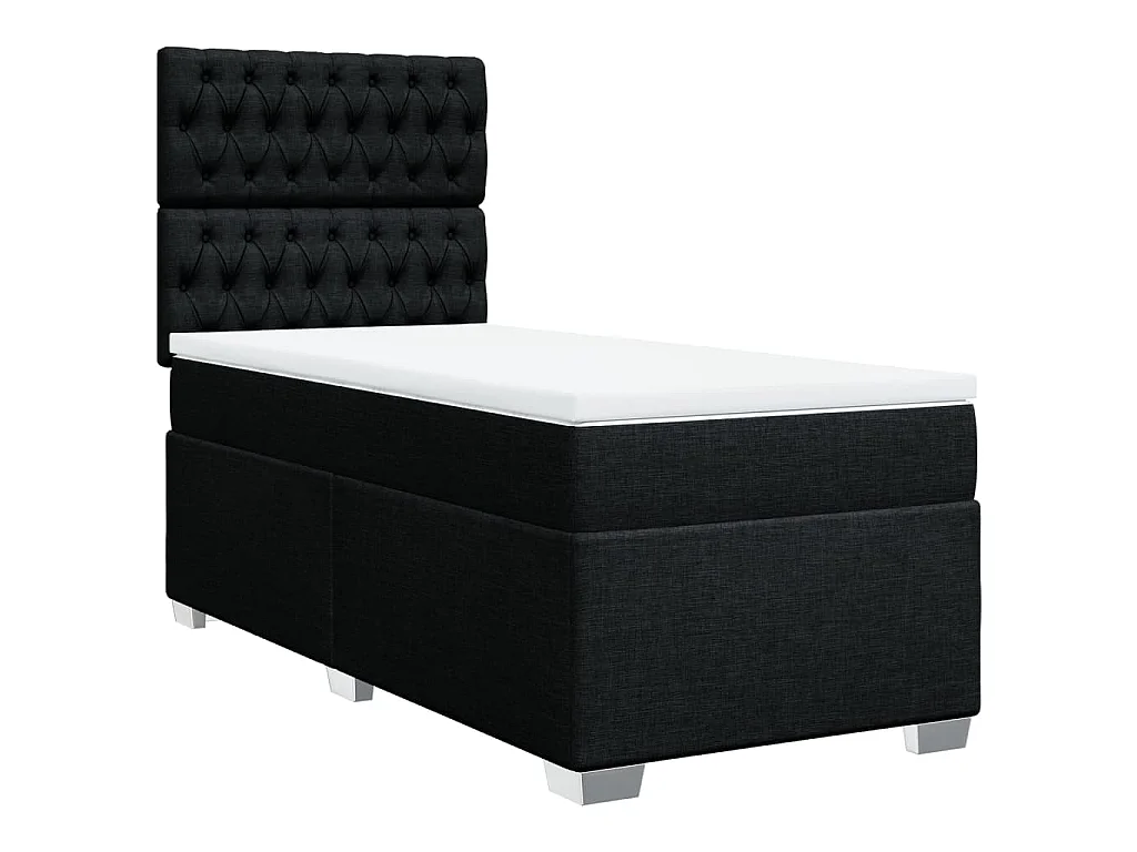 Boxspring met matras stof zwart 90x190 cm