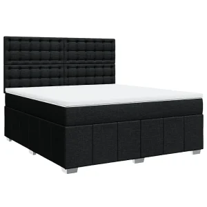 Boxspring met matras stof zwart 180×200 cm