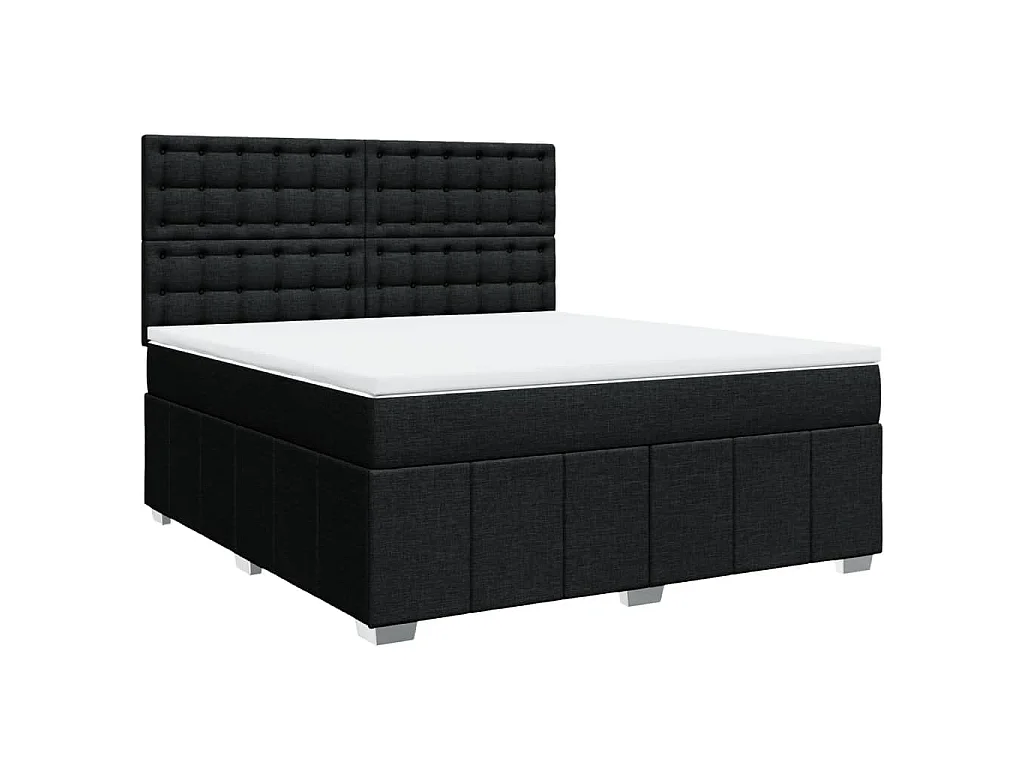 Boxspring met matras stof zwart 180x200 cm