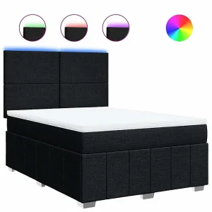 Boxspring met matras stof zwart 140×200 cm Boxspring met matras stof zwart 140×200 cm