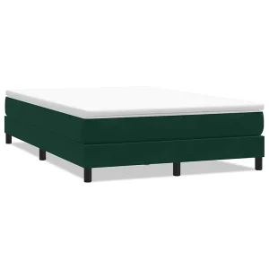 Boxspring zonder matras fluweel donkergroen 140×220 cm Boxspring zonder matras fluweel donkergroen 140×220 cm