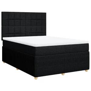 Boxspring met matras stof zwart 160×200 cm