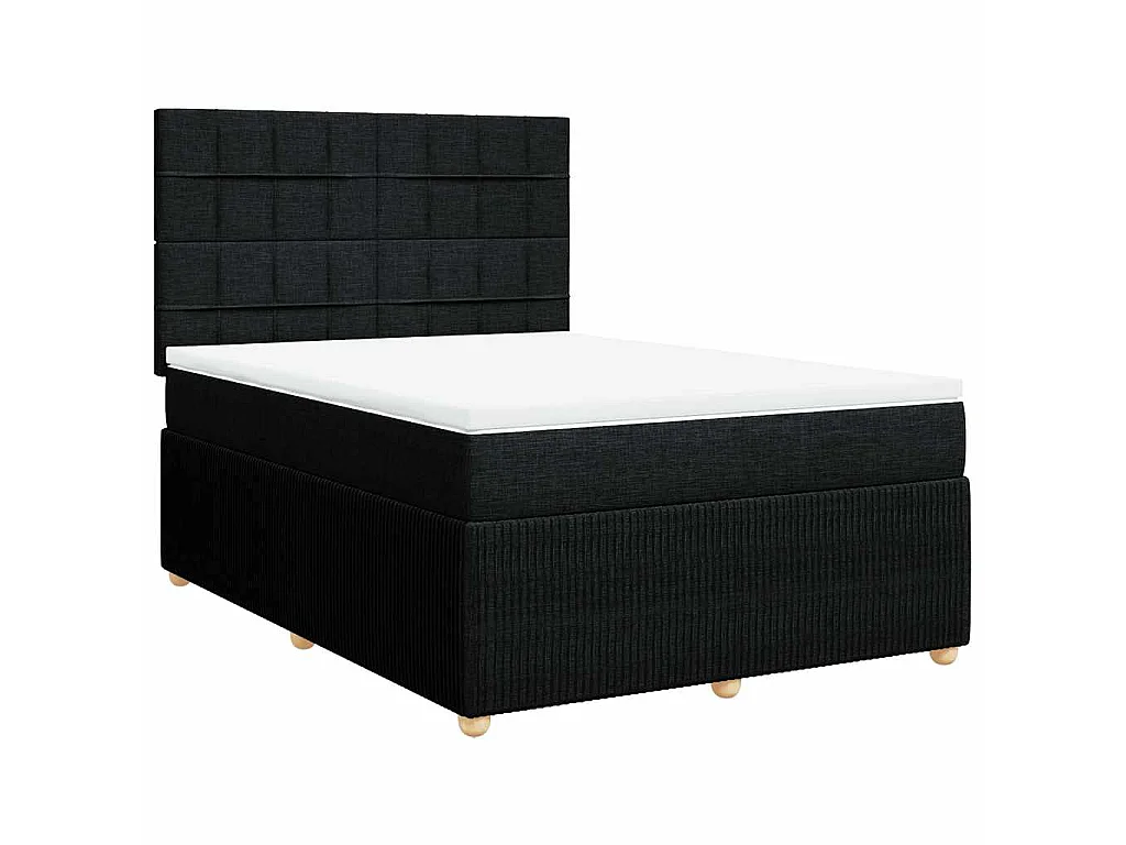 Boxspring met matras stof zwart 140x190 cm