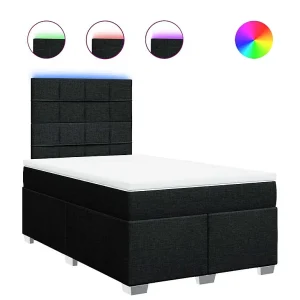 Boxspring met matras stof zwart 120×200 cm