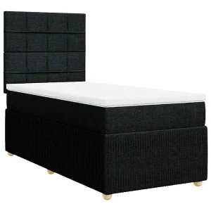 Boxspring met matras stof zwart 90×200 cm Boxspring met matras stof zwart 90×200 cm