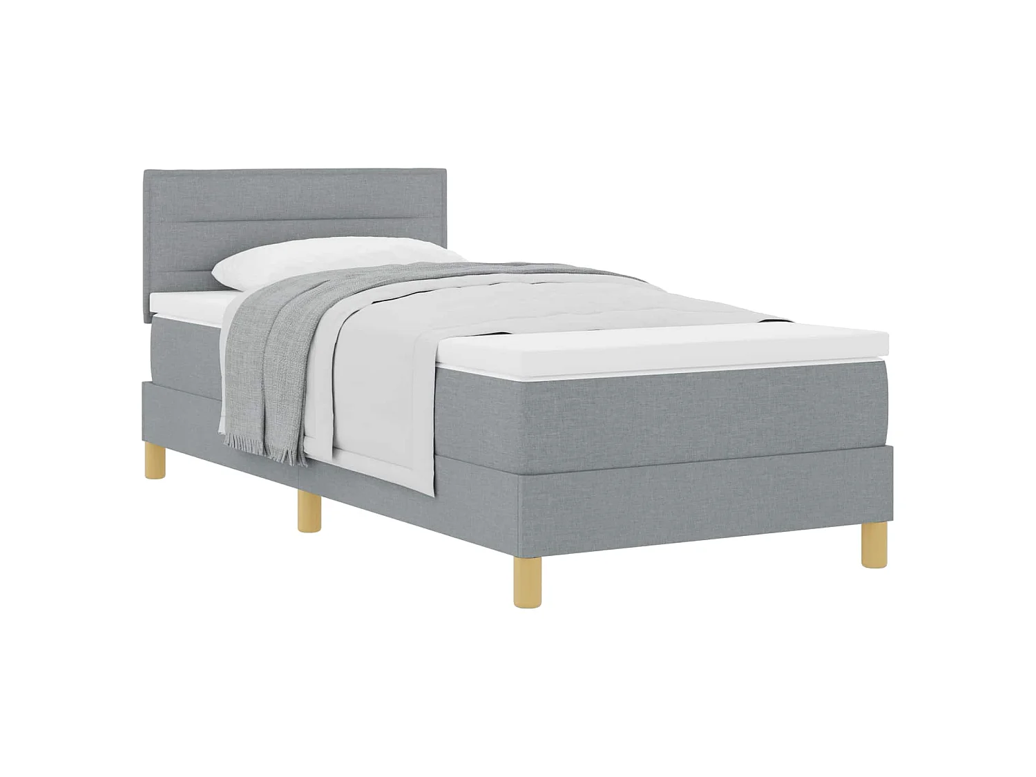 Boxspringbed met kussen Lichtgrijs 90 x 200 cm Stof