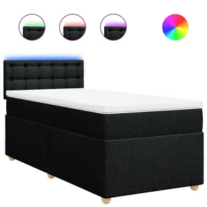 Boxspring met matras stof zwart 90×200 cm Boxspring met matras stof zwart 90×200 cm