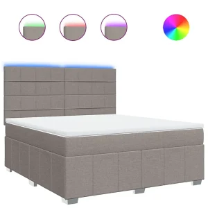 Boxspring met matras stof taupe 180×200 cm