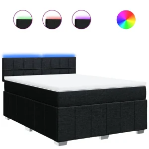 Boxspring met matras stof zwart 140×200 cm Boxspring met matras stof zwart 140×200 cm