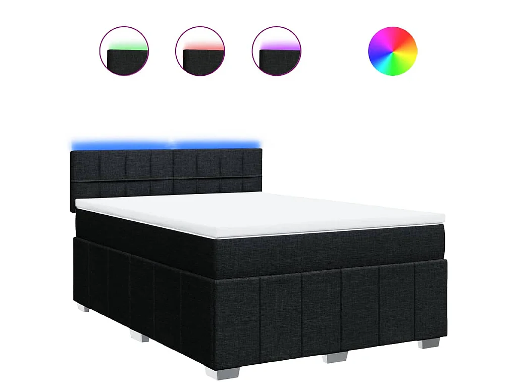 Boxspring met matras stof zwart 140x200 cm