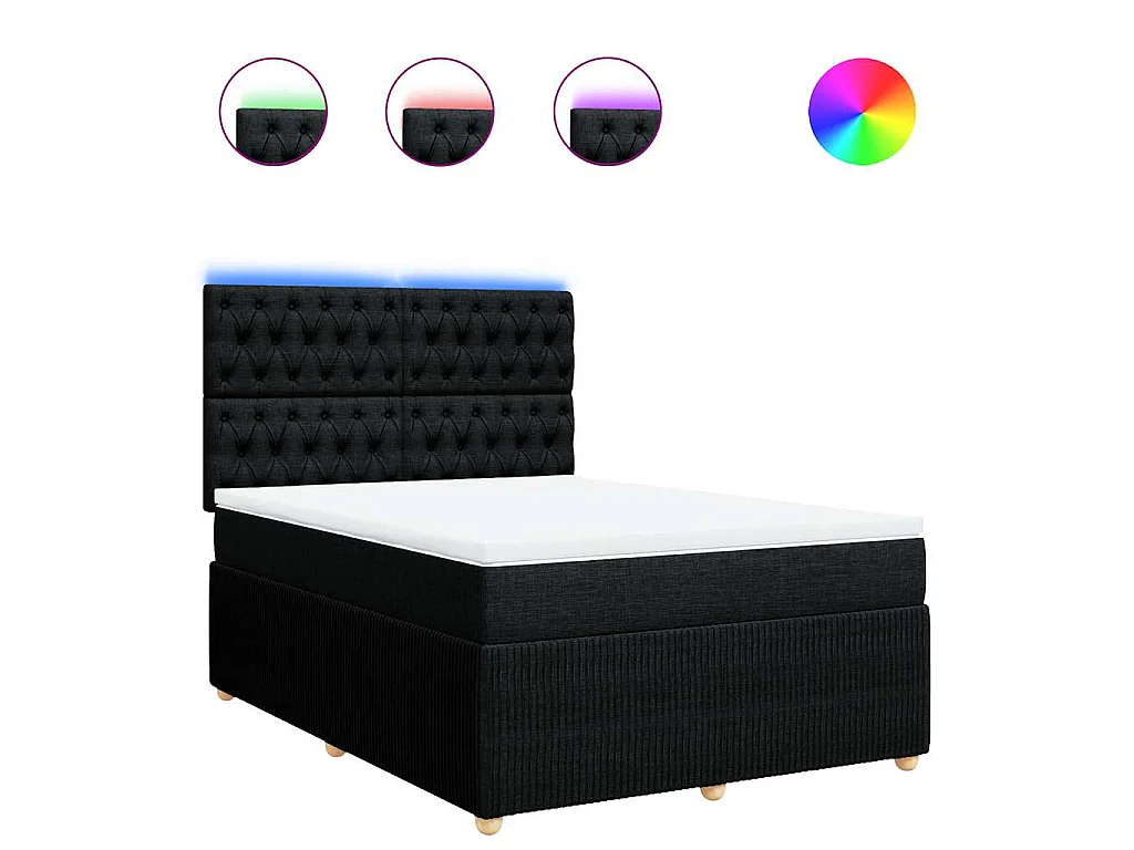 Boxspring met matras stof zwart 140x190 cm