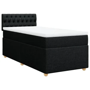 Boxspring met matras stof zwart 90×200 cm Boxspring met matras stof zwart 90×200 cm
