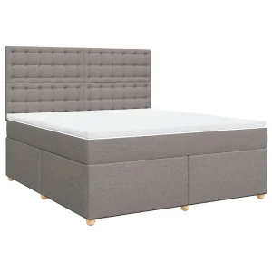 Boxspring met matras stof taupe 180×200 cm