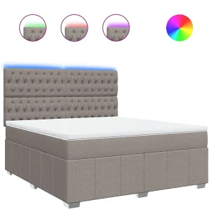 Boxspring met matras stof taupe 180×200 cm