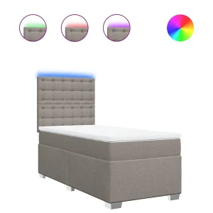 Boxspring met matras stof taupe 80×200 cm