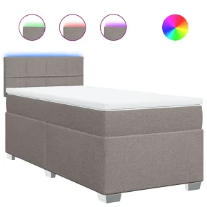 Boxspring met matras stof taupe 90×190 cm Boxspring met matras stof taupe 90×190 cm