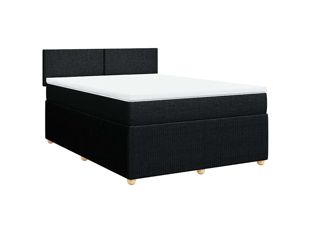 Boxspring met matras stof zwart 140x190 cm