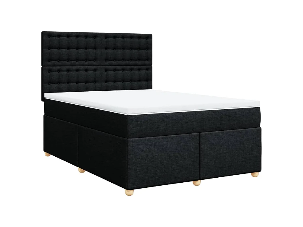 Boxspring met matras stof zwart 140x190 cm