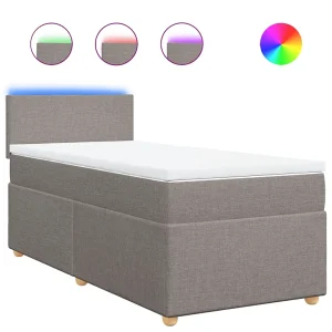 Boxspring met matras stof taupe 90×190 cm Boxspring met matras stof taupe 90×190 cm