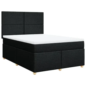 Boxspring met matras stof zwart 140×200 cm Boxspring met matras stof zwart 140×200 cm
