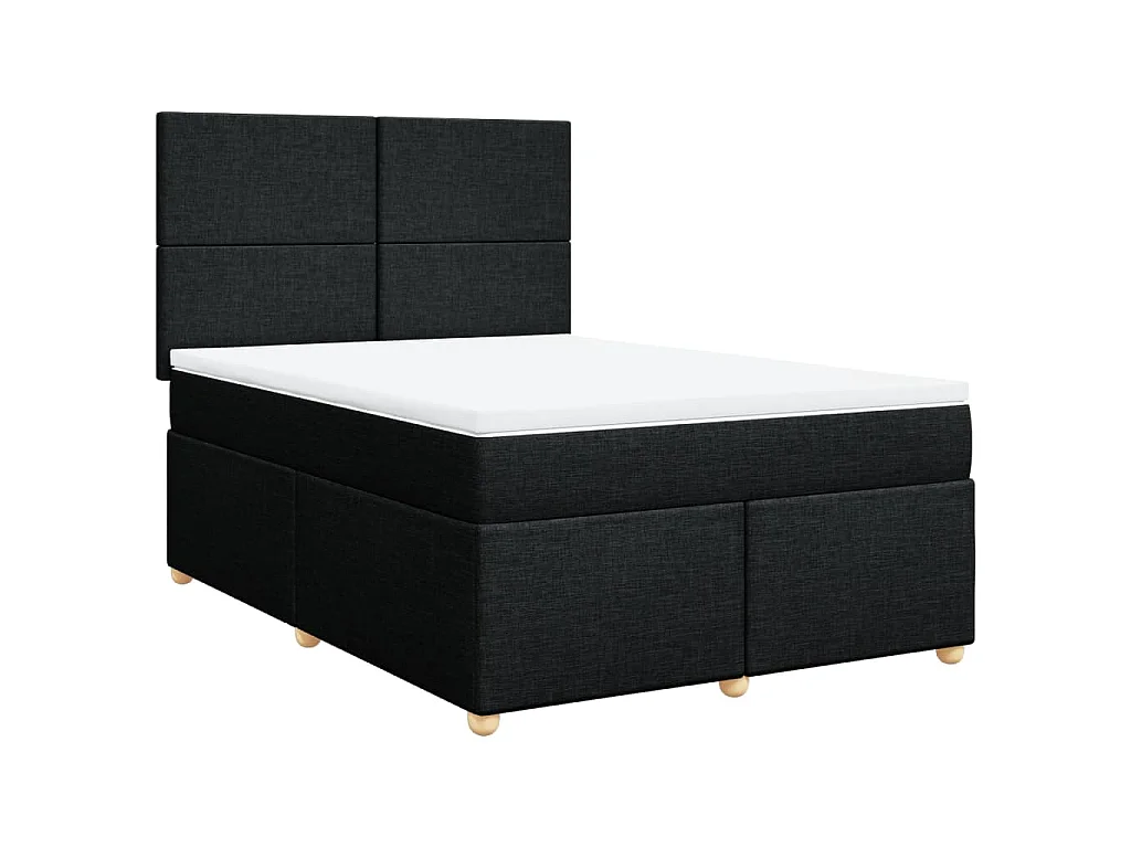 Boxspring met matras stof zwart 140x200 cm