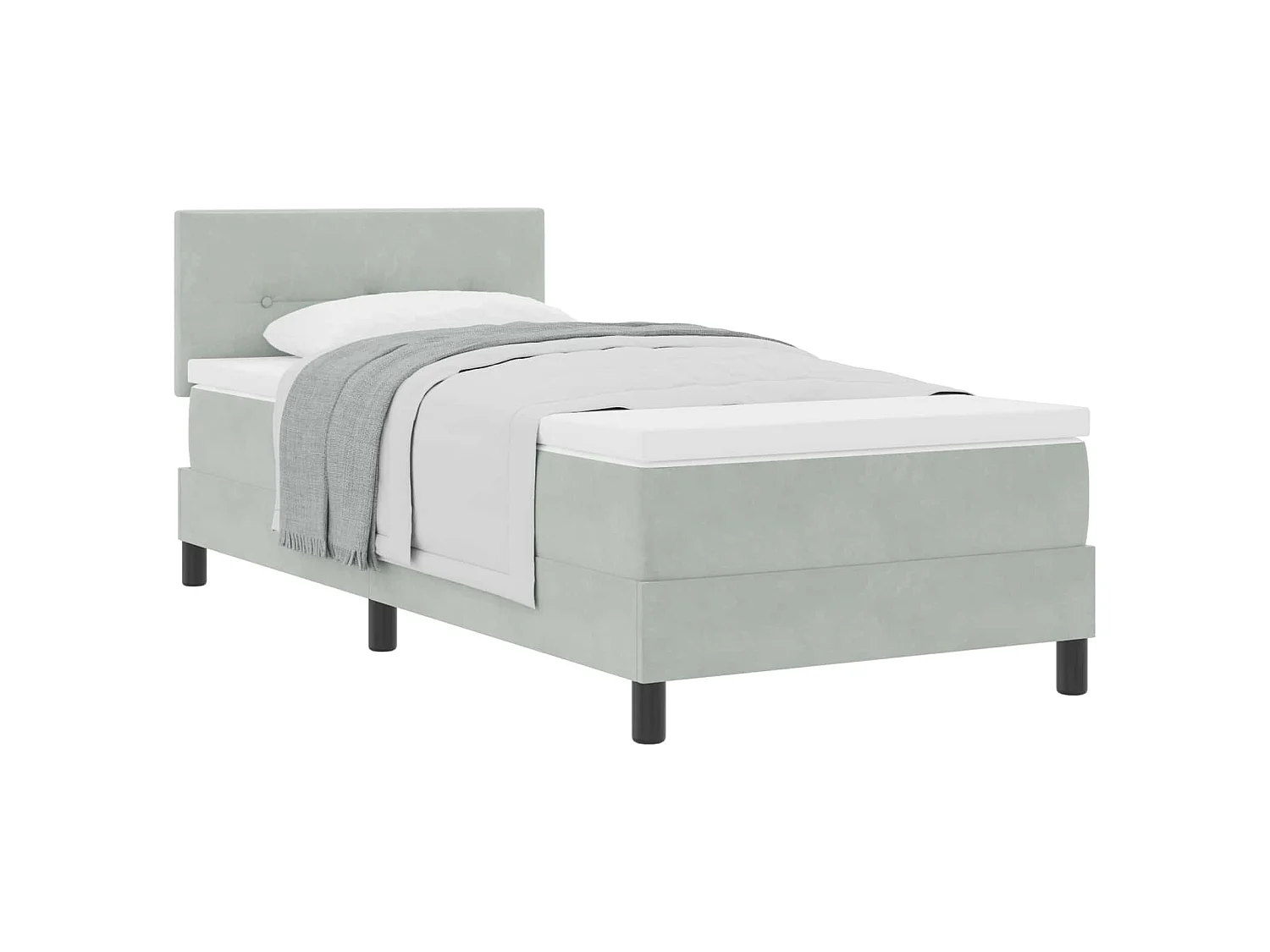 Boxspringbed met matras Lichtgrijs 90 x 200 cm Fluweel
