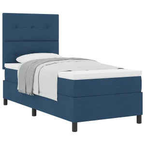 Boxspringbed met matras met hoofdeinde Blauw 100 x 200 cm Stof Boxspringbed met matras met hoofdeinde Blauw 100 x 200 cm Stof